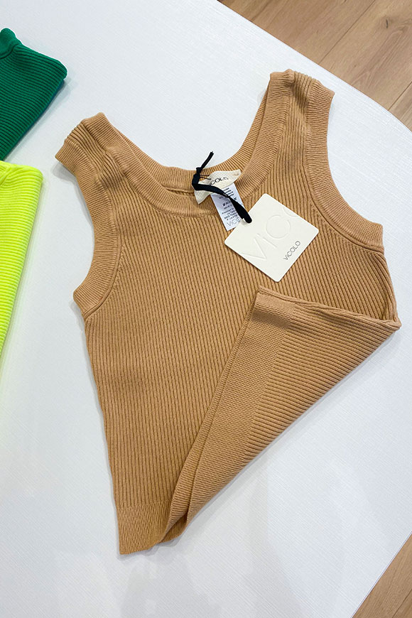Vicolo - Ribbed sand rower tank top