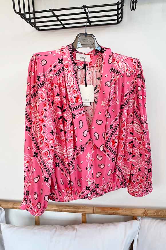 Vicolo - Camicia rosa bandana corta spalline imbottite