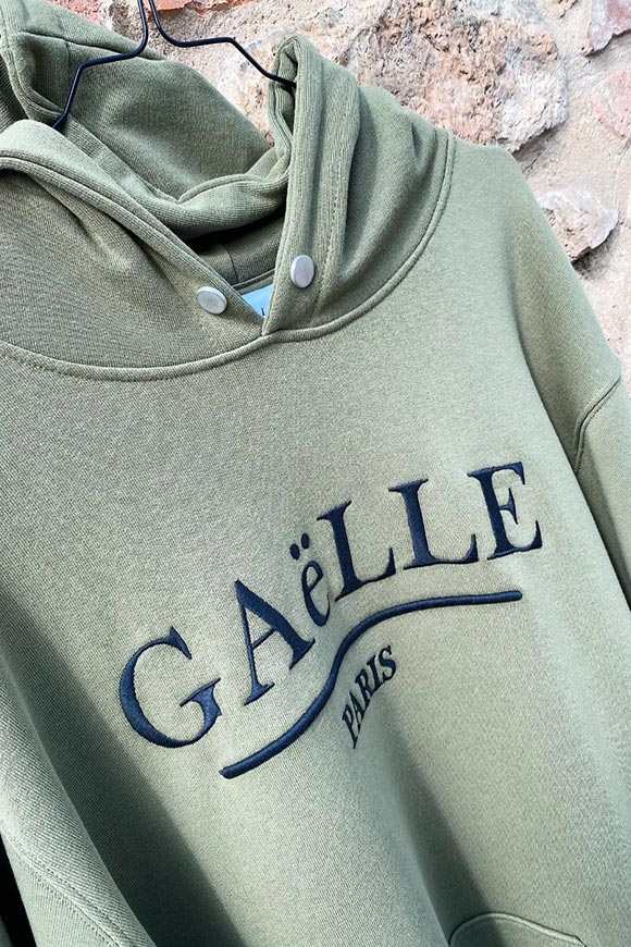 Gaelle - Military green hooded sweatshirt with black logo