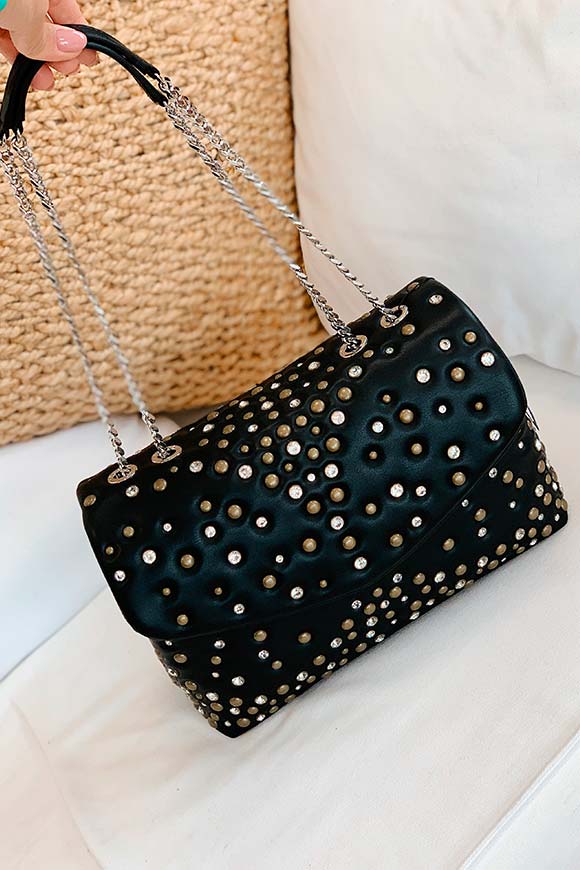 La Carrie - Black Bowling bag with studs
