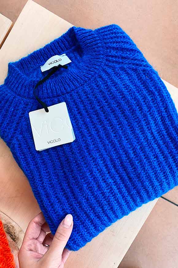 Vicolo - Maglione blu royal maglia inglese