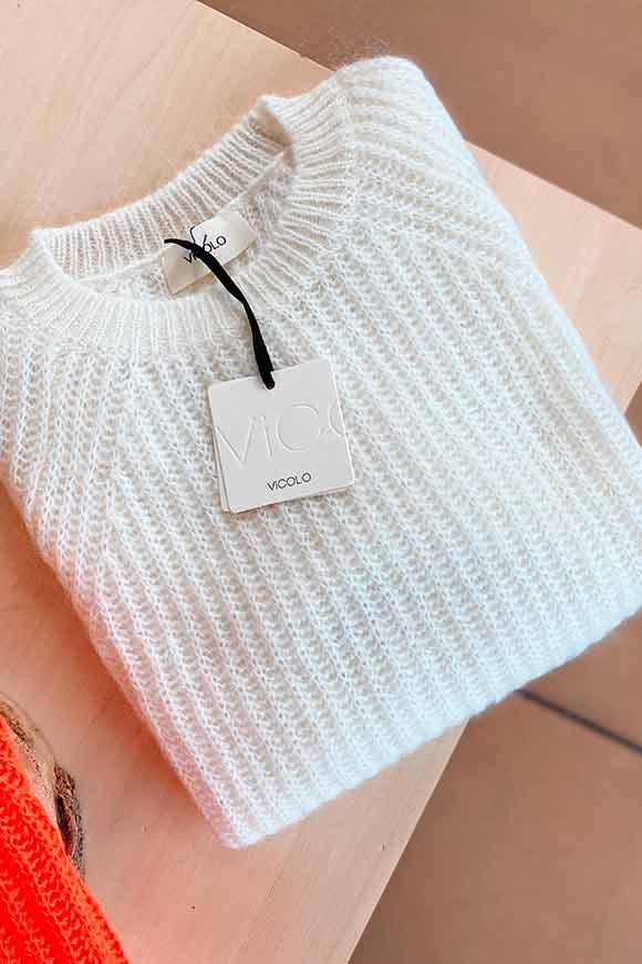 Vicolo - Maglione bianco maglia inglese
