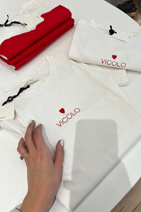Vicolo - T shirt bianca logo vicolo cuore