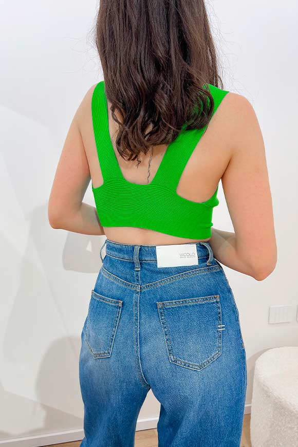 Vicolo - Grass green knit crop top with crisscross