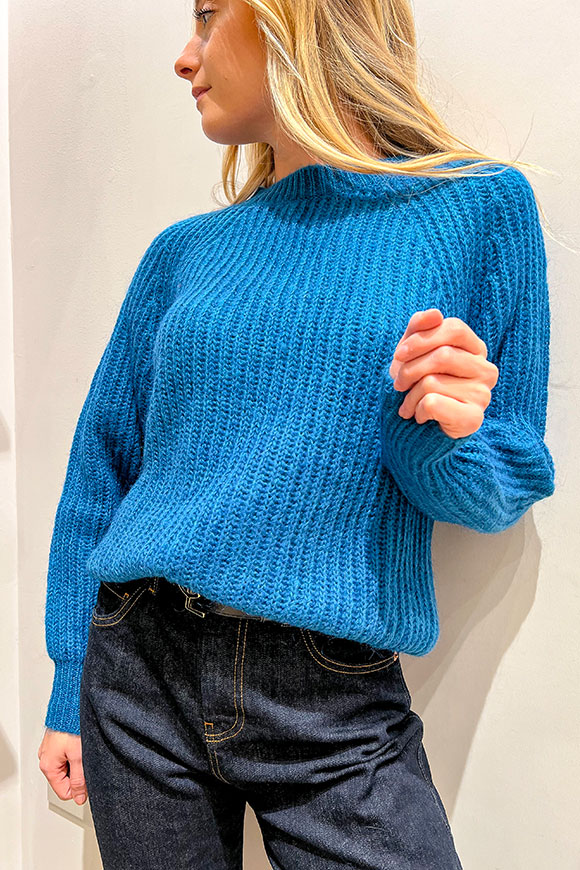 Vicolo - Blue denim English sweater in mohair blend
