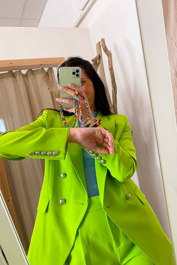 Vicolo - Structured double-breasted acid green jacket