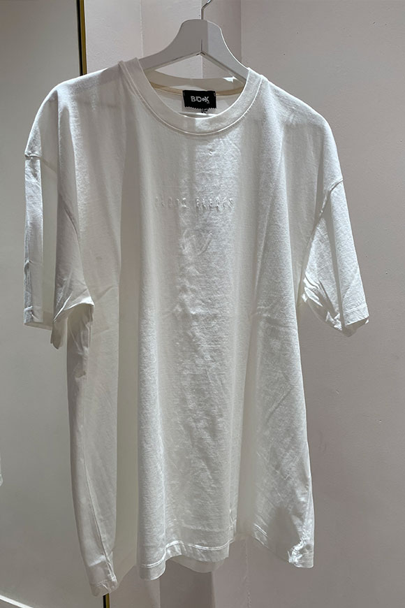 Block Eleven - T shirt bianca con logo ricamato in tono