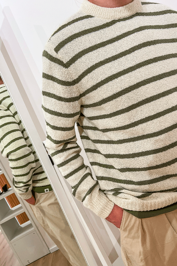 Anerkjendt - Cream and olive striped sweater
