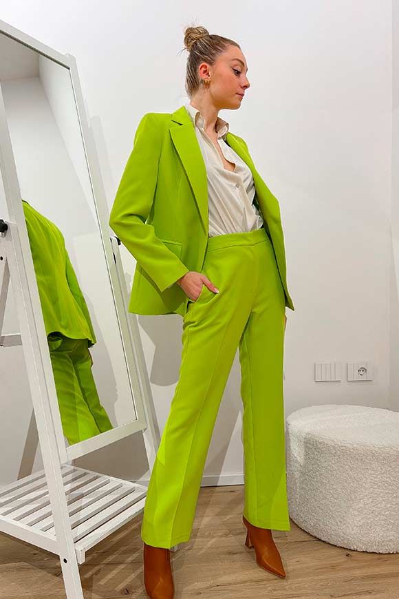 Dixie - Acid green flared trousers in technical fabric