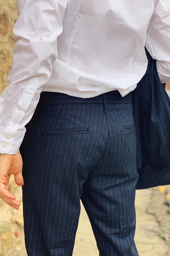 Gianni Lupo - Pantalone completo blu gessato