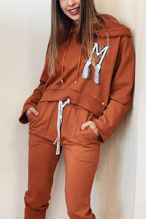 Motel - Rust-colored fleece trousers