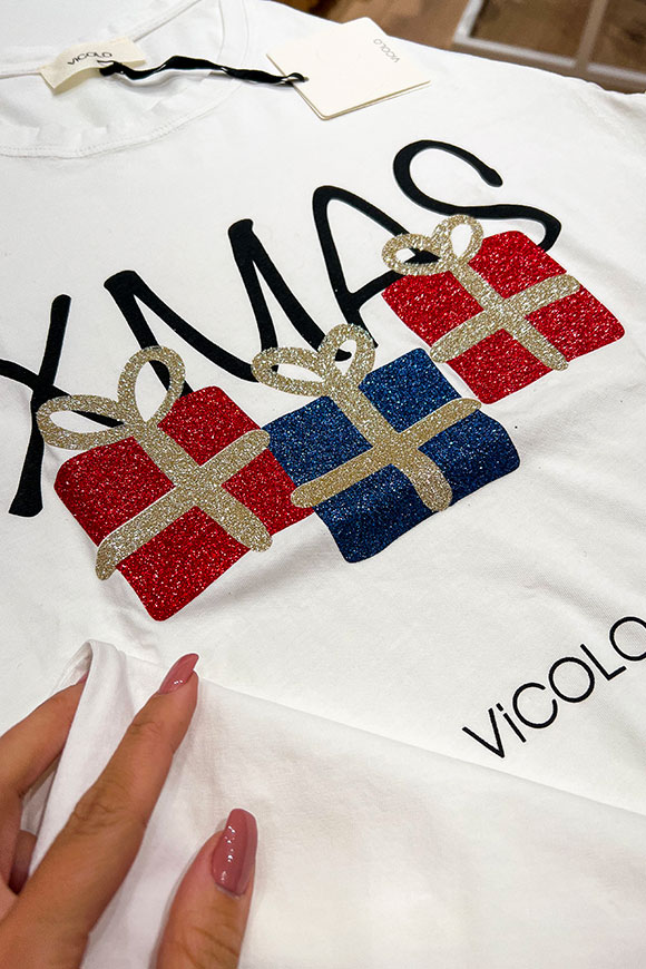 Vicolo - T shirt "XMAS" con pacchetti regalo