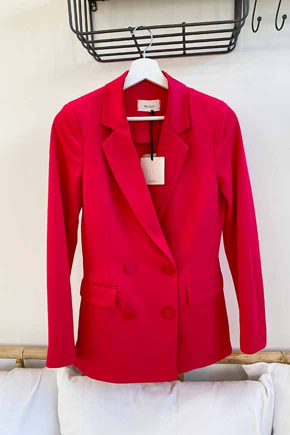 Vicolo - Double-breasted raspberry jacket with satin profiles