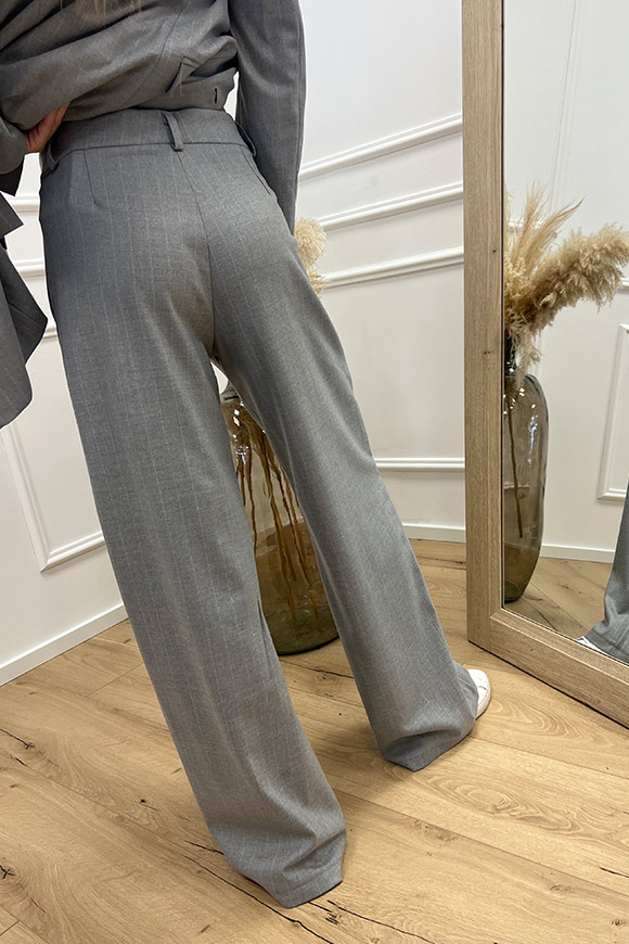 Tensione In - Pantaloni grigi chiaro gessati doppia pinces
