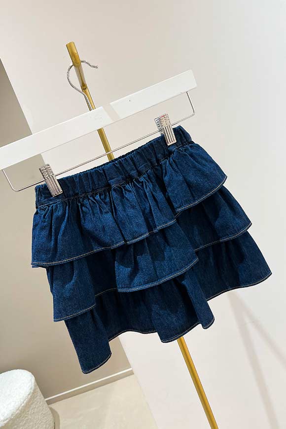 Vicolo Bambina - Dark blue denim skirt with flounces