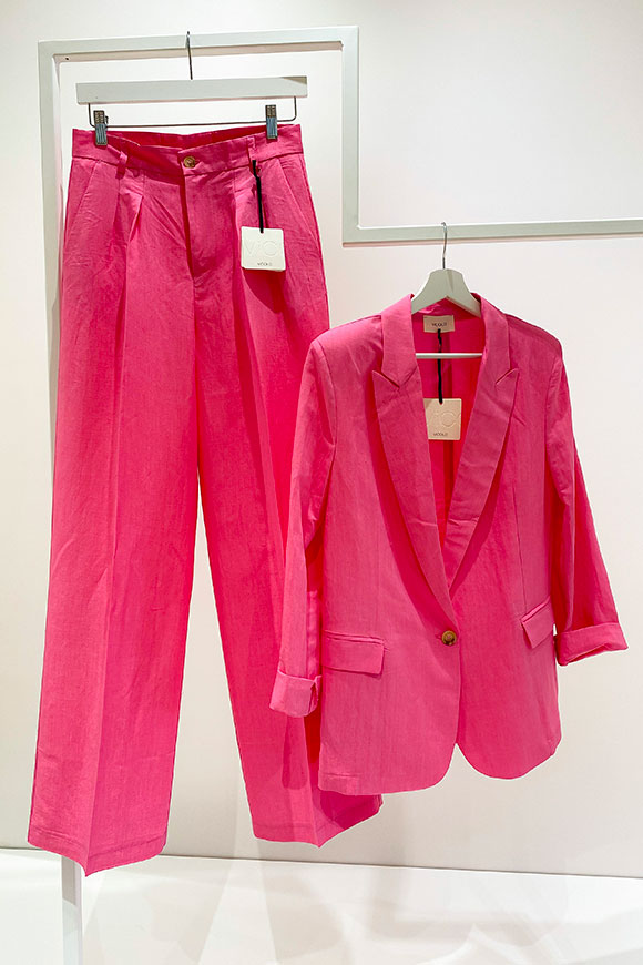 Vicolo - Bubble pink palazzo trousers in linen