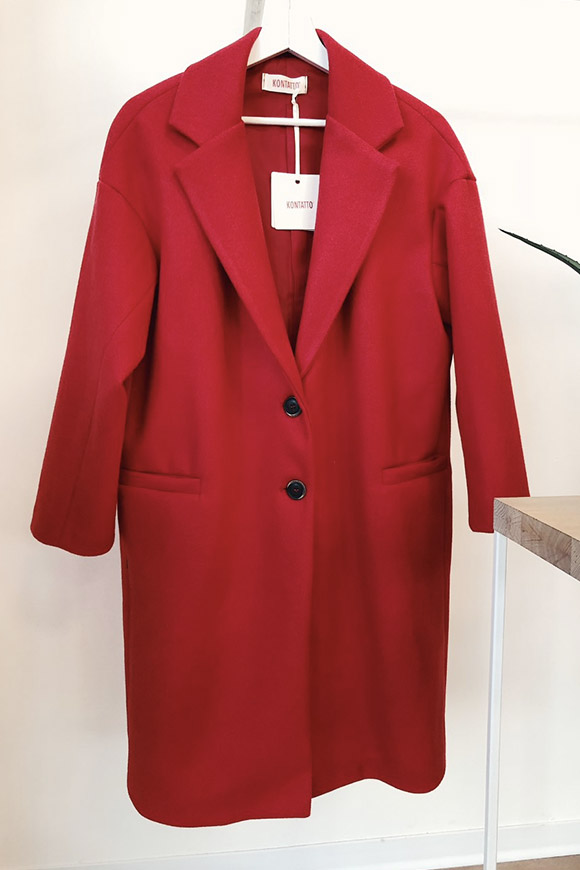 Kontatto - Cappotto medio rosso due bottoni
