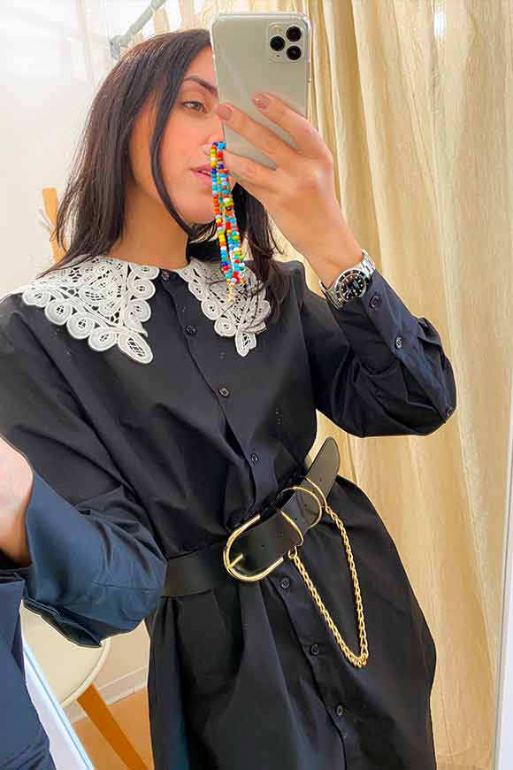 Vicolo - Black shirt dress with lace collar