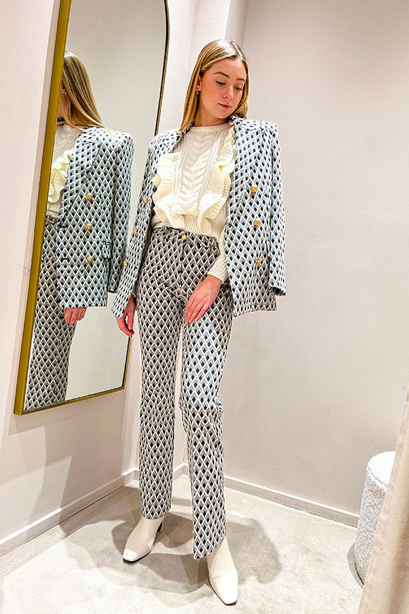 Vicolo - White and black jacket in geometric pattern