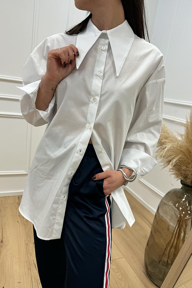 Vicolo - Camicia bianca colletto a punta con spilla