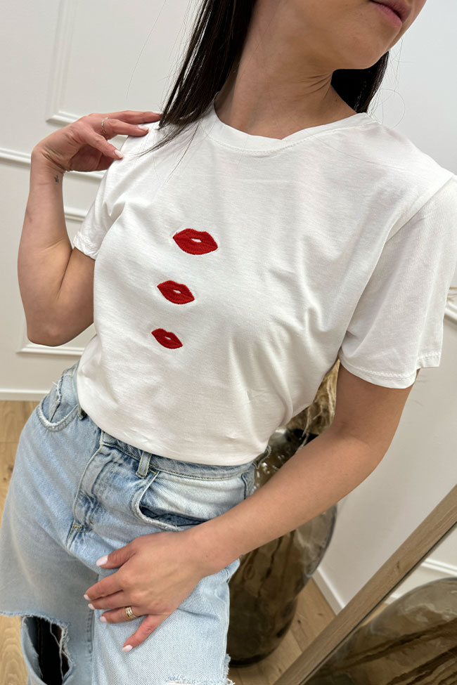 Crispy - T shirt basic stampa "Red lips"