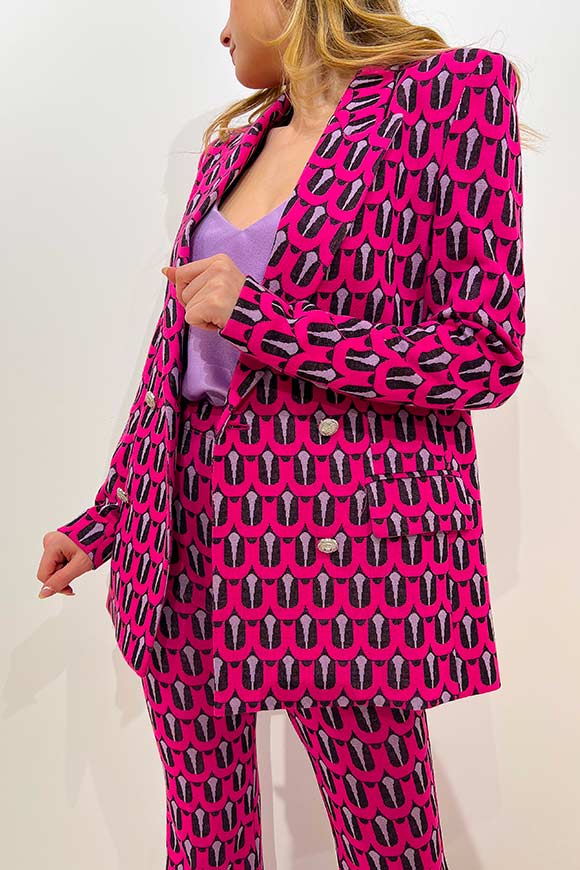 Vicolo - Black, lilac and pink geometric patterned jacket