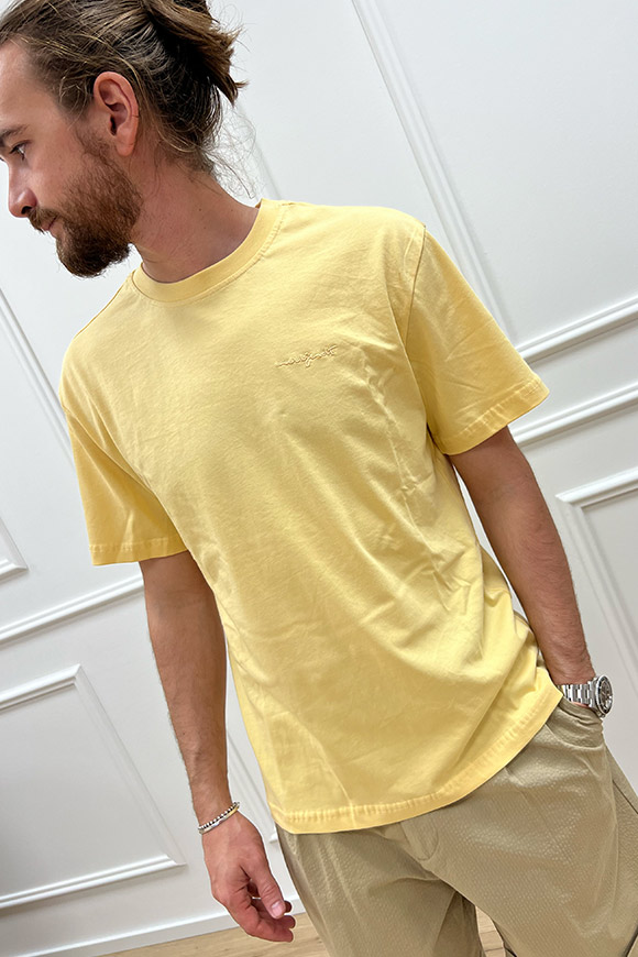 Anerkjendt - T shirt limone basica con logo in tono ricamato