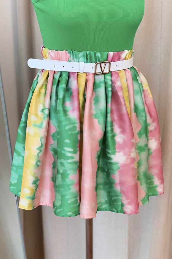 Vicolo - Apple, lime and pink tie-dye circle skirt