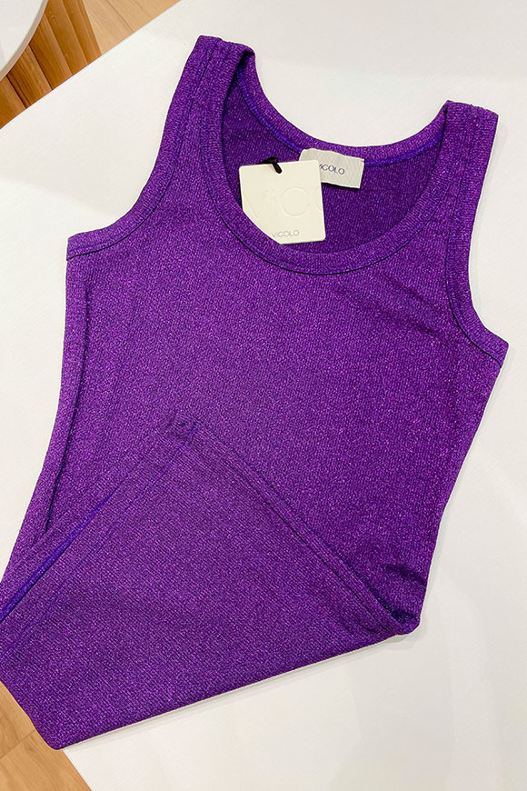 Vicolo - Basic purple lurex tank top
