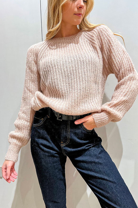 Vicolo - Powder pink English knit sweater in mohair blend