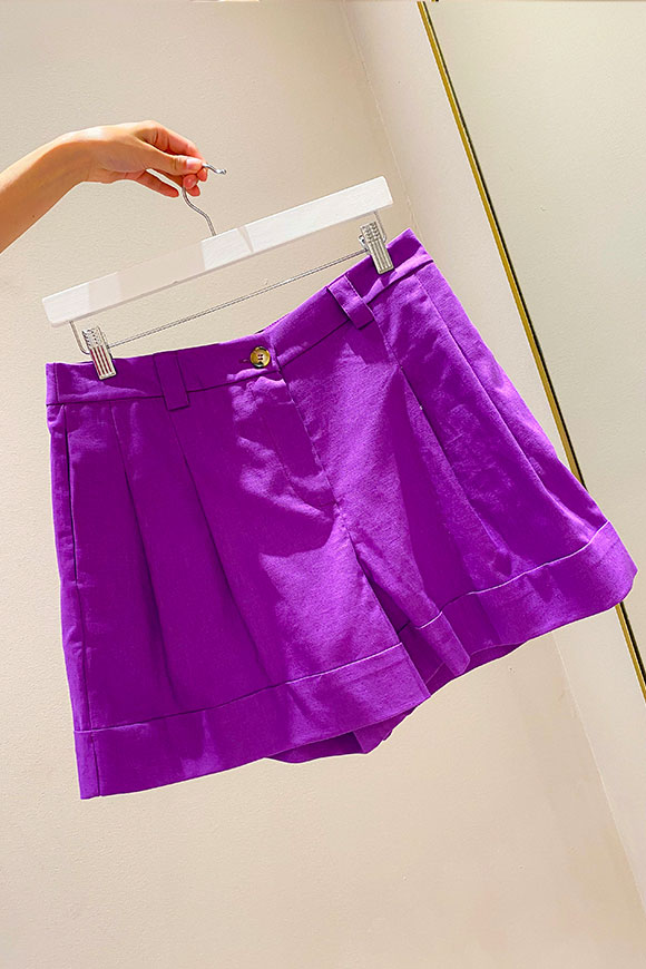 Tensione In - Purple linen bermuda shorts