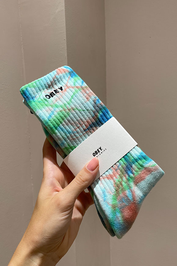Obey - Multicolor tie-dye sock with logo