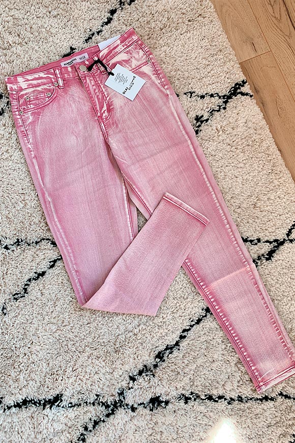 Glamorous - Jeans skinny tie-dye rosa spalmati