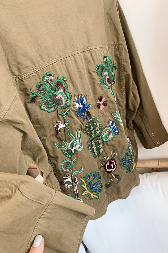 Vicolo - Military jacket embroidered in light denim