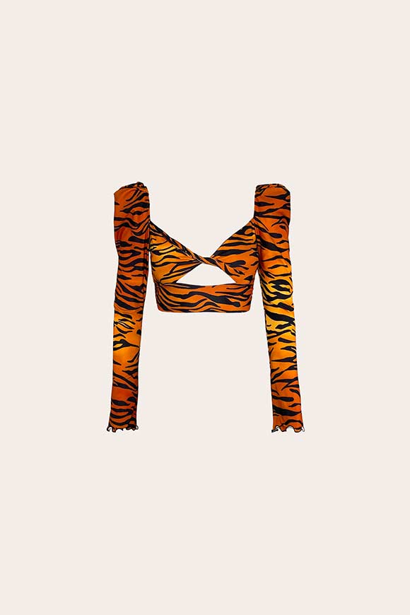 Aniye By - Elsi crop top in tiger print lycra