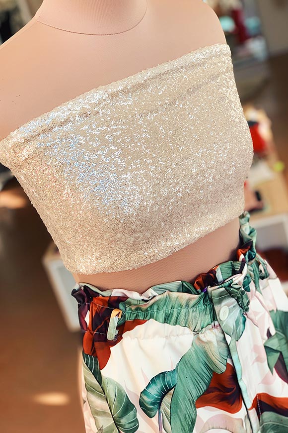 Vicolo - Bandeau top in champagne sequins