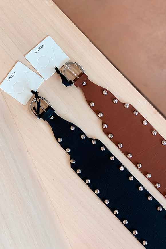 Vicolo - High black belt with studded edges