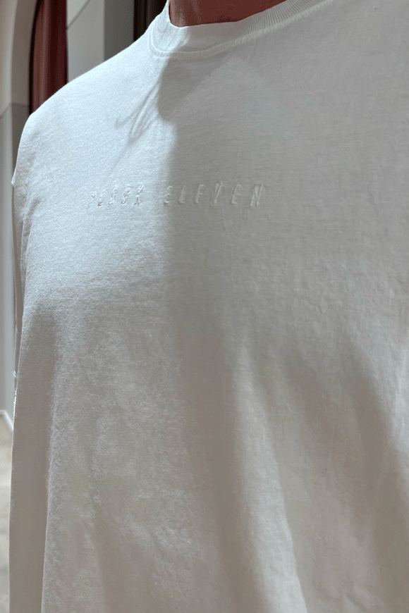 Block Eleven - White T-shirt with color matched embroidered logo