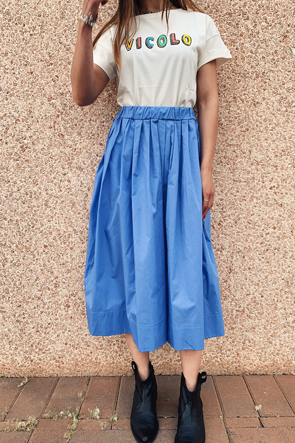 Vicolo - Light blue cotton midi skirt