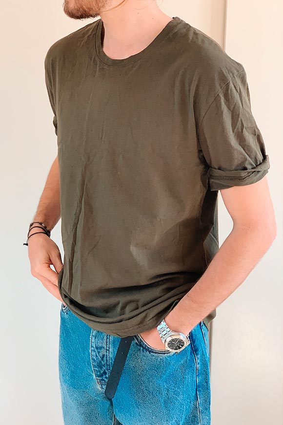 Gianni Lupo - T shirt verde militare girocollo basica