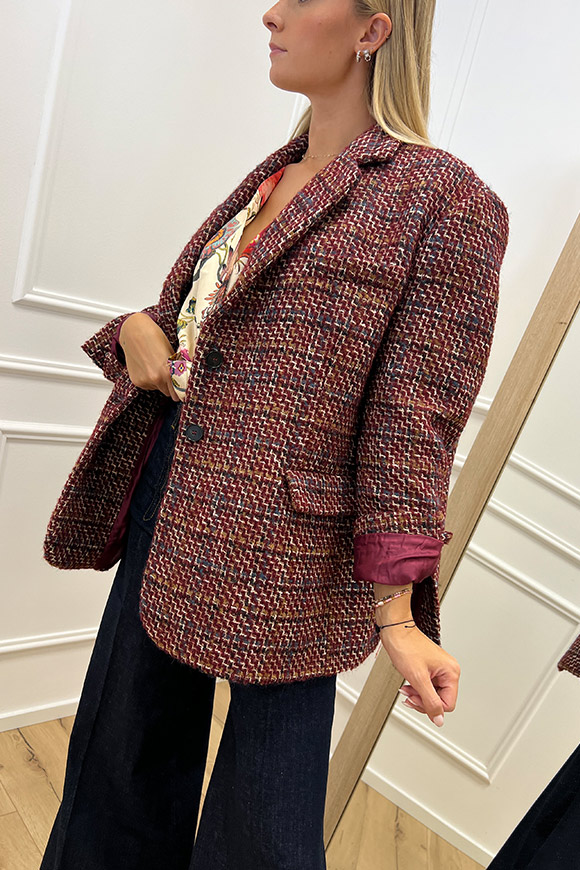 Vicolo - Giacca in tweed bordeaux a due bottoni