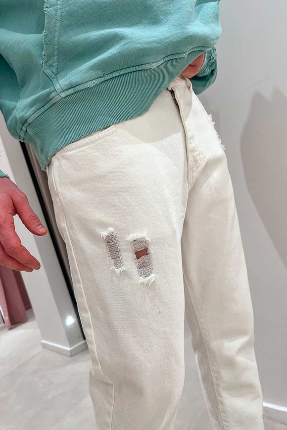 Berna - Pantalone carrot bianco con rotture