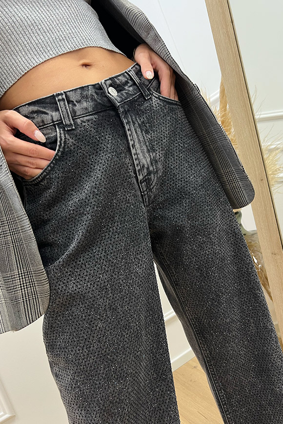 Haveone - Jeans Tokyo nero con strass