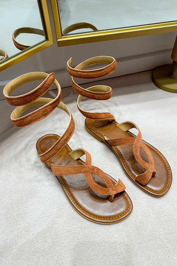 Ovyé - Brown snake suede sandals