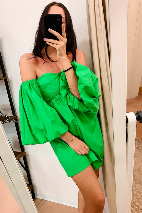 Vicolo - Balloon sleeves apple green dress