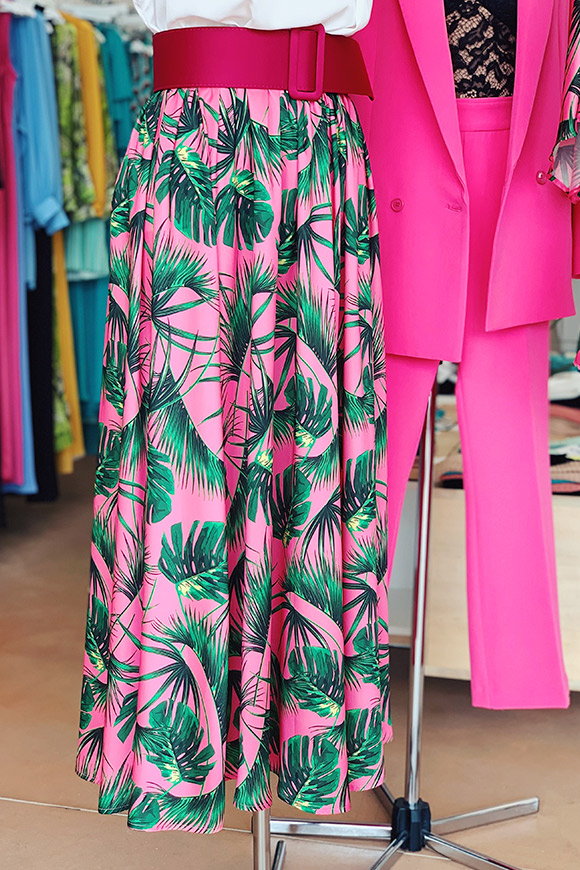 Vicolo - Pink long skirt with palms