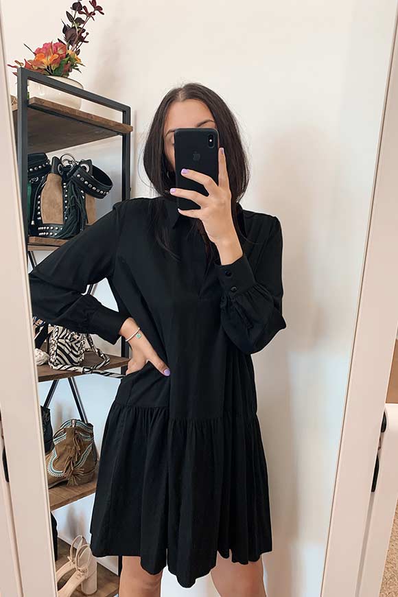 Vicolo - Long-sleeved black shirt dress