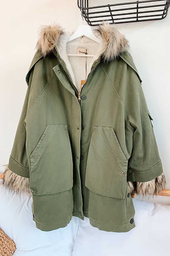 Dixie - Green parka padded with fur