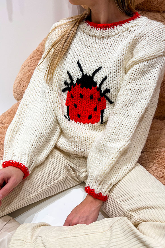 Vicolo - Hand Made butter sweater with ladybug