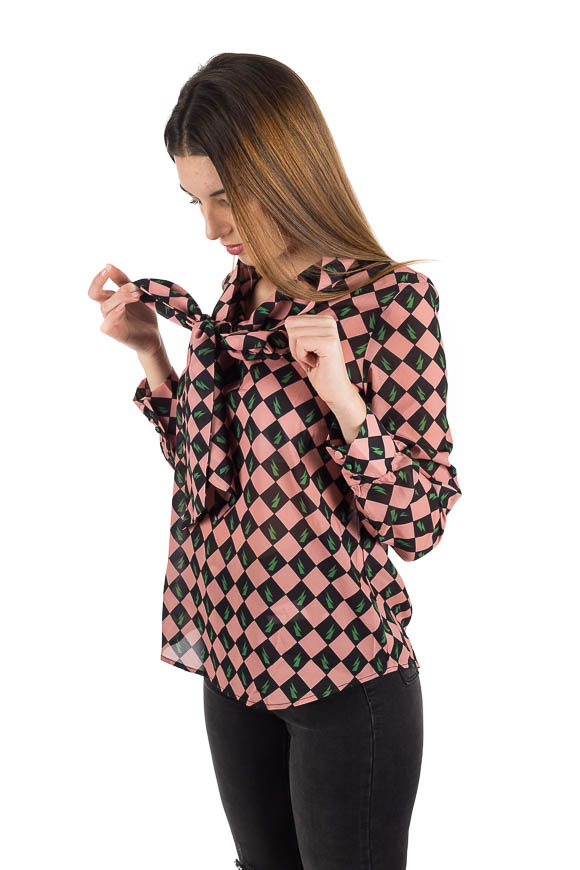 Glamorous - Camicia a scacchi con fulmini e fiocco